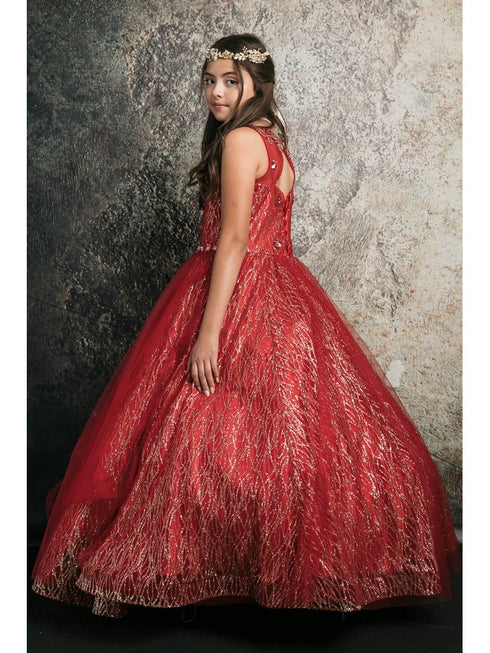 Petite Adele Big Girls Red Jewel Illusion Neckline Pageant Dress 8-16 - SophiasStyle.com